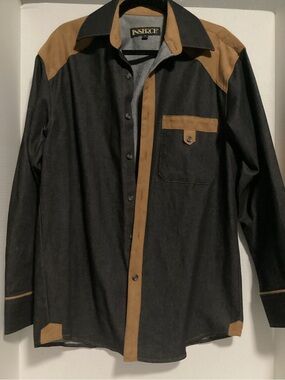 NSR Black Shirt Jacket with Brown Contrast Panels